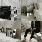 Collage Mirror C verwendet als Beistelltisch, Nachttisch, Ablage und Hocker