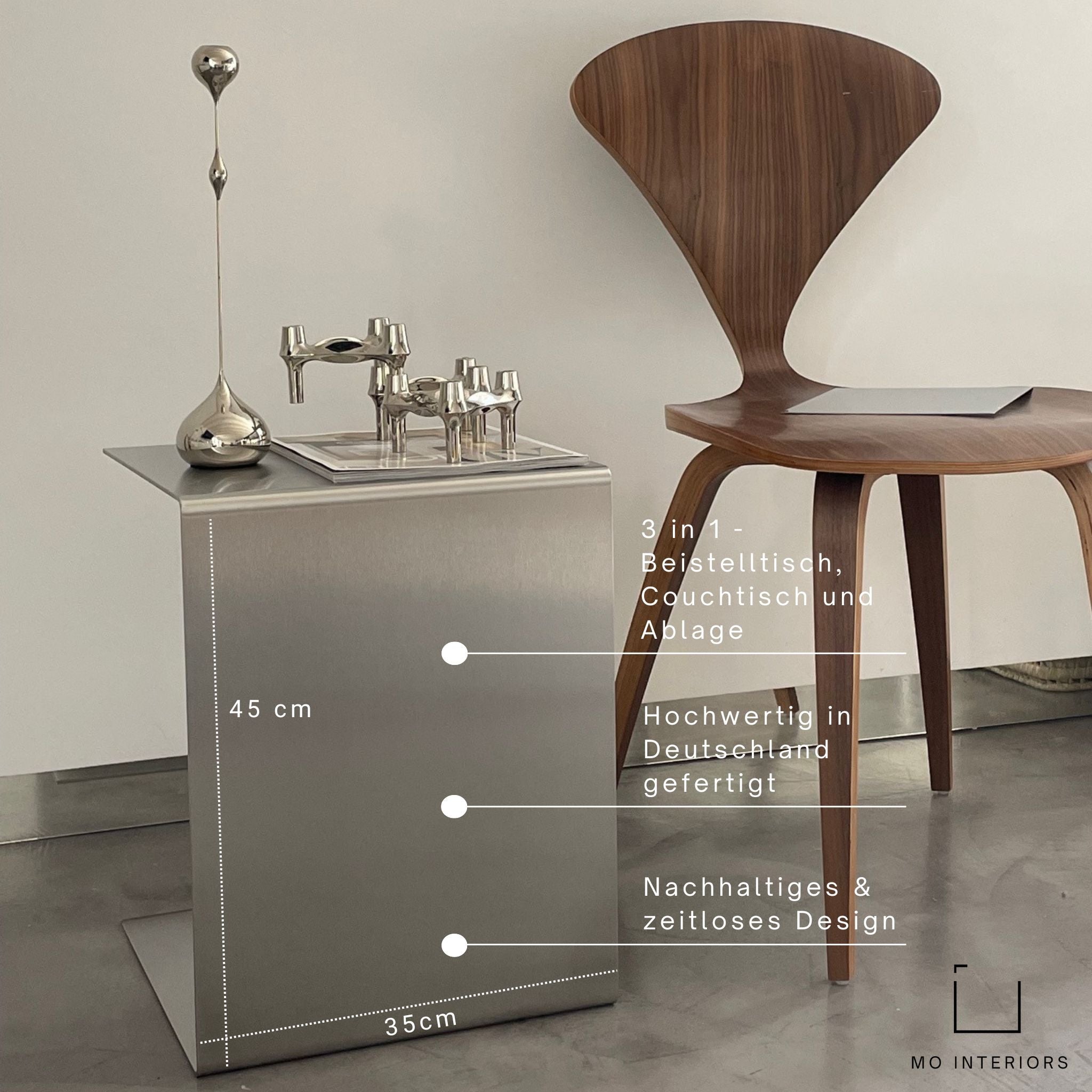 Beistelltisch Brushed C - Edelstahl gebürstet - Beistelltische MO - BT45 - Brushed
