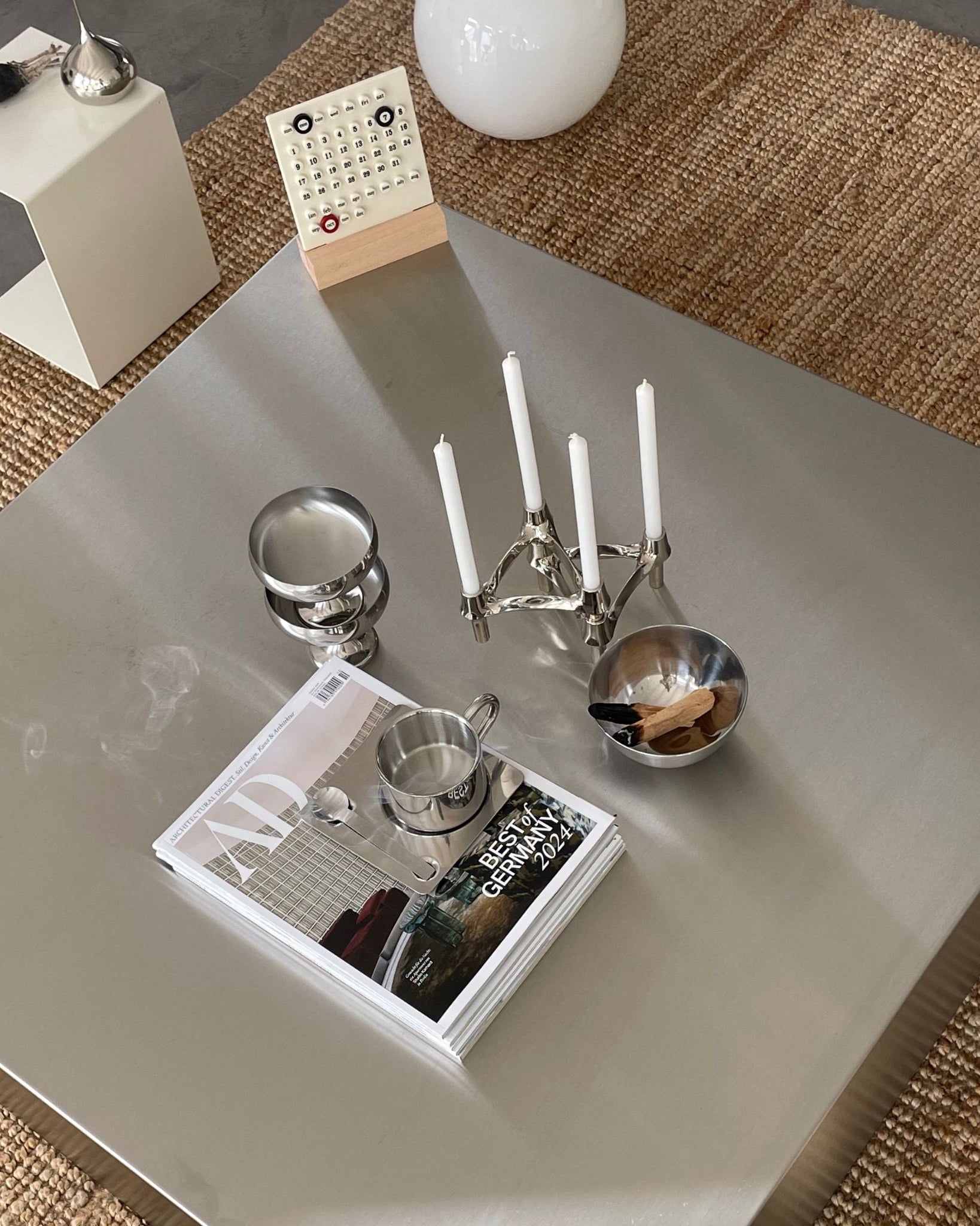 Couchtisch quadratisch aus gebürstetem Edelstahl - Couchtisch MO - CT90 - Brushed