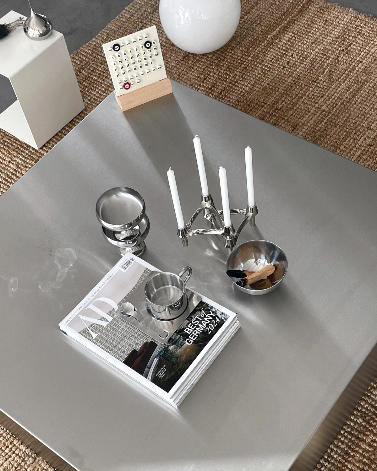 Couchtisch quadratisch aus gebürstetem Edelstahl - Couchtisch MO - CT90 - Brushed