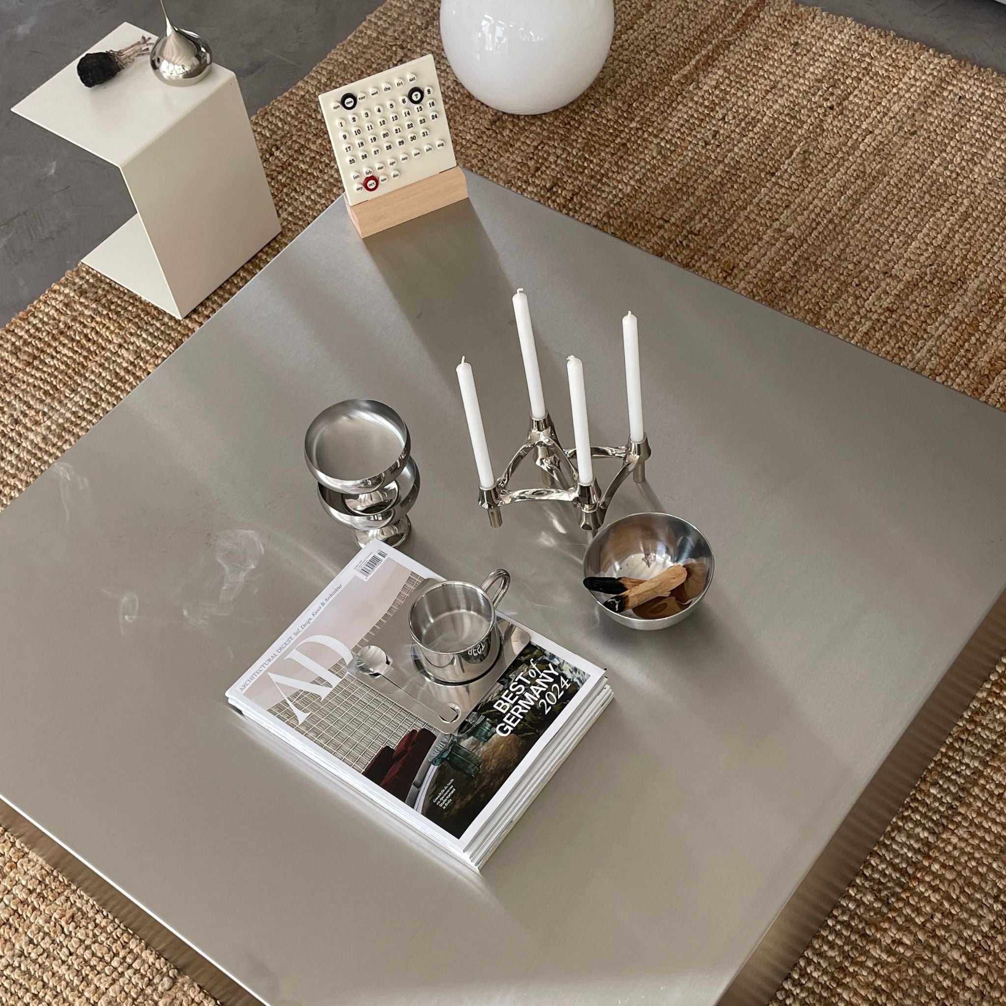 Couchtisch quadratisch aus gebürstetem Edelstahl - Couchtisch MO - CT90 - Brushed