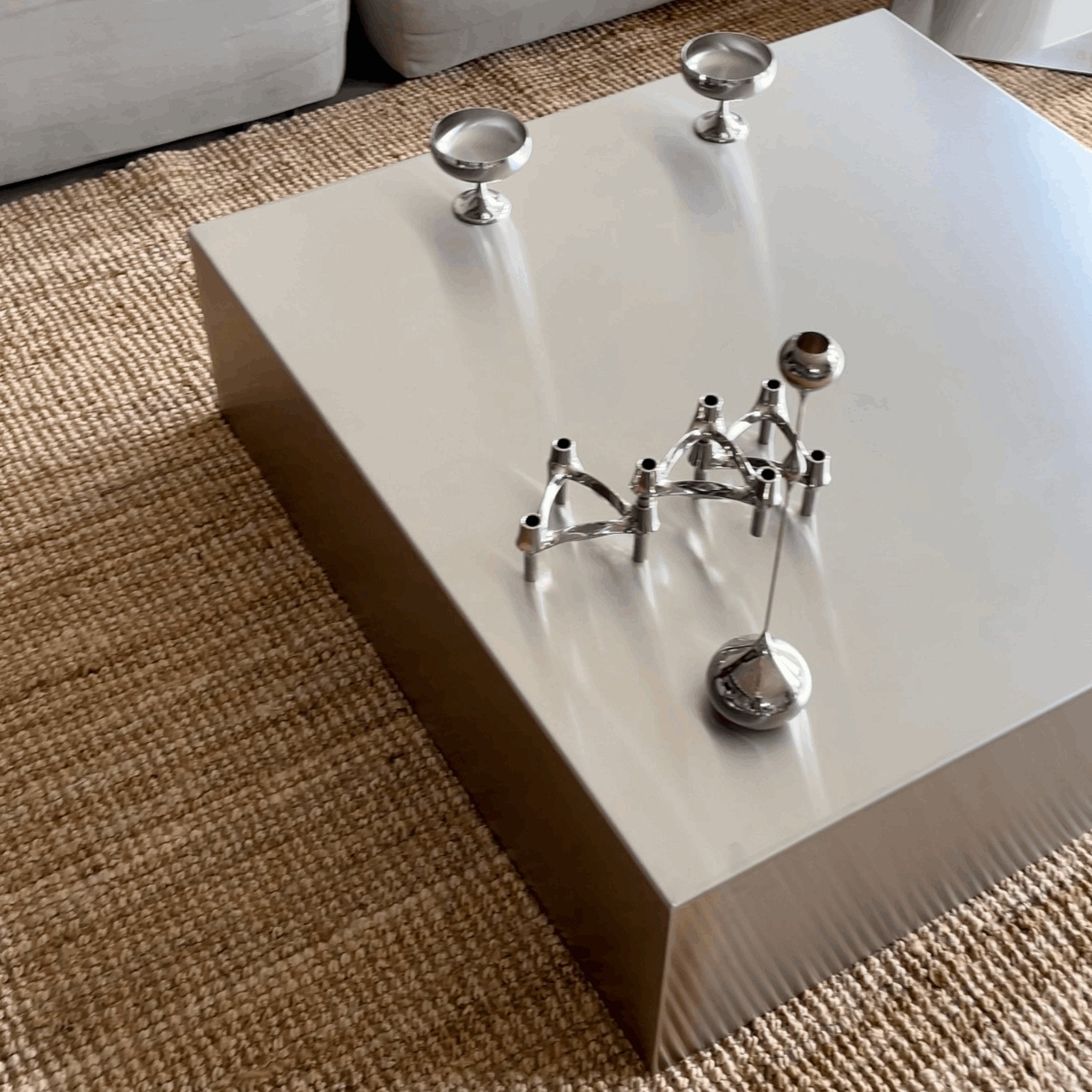 Couchtisch quadratisch aus gebürstetem Edelstahl - Couchtisch MO - CT90 - Brushed