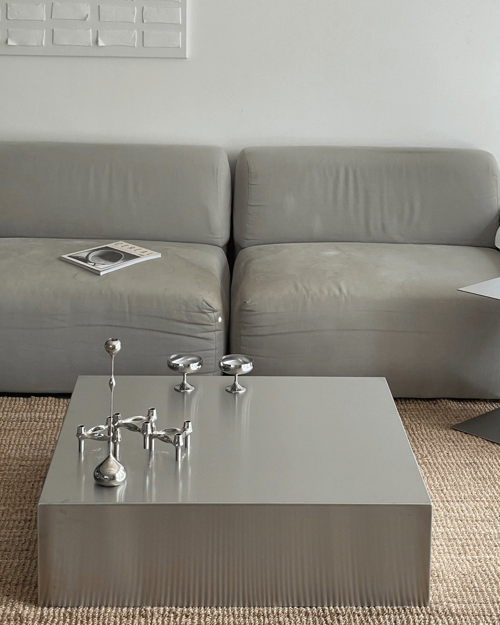 Couchtisch quadratisch aus gebürstetem Edelstahl - Couchtisch MO - CT90 - Brushed