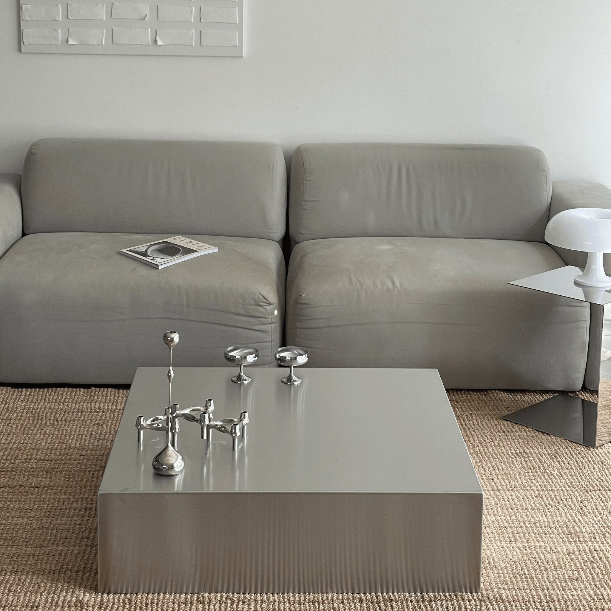 Couchtisch quadratisch aus gebürstetem Edelstahl - Couchtisch MO - CT90 - Brushed