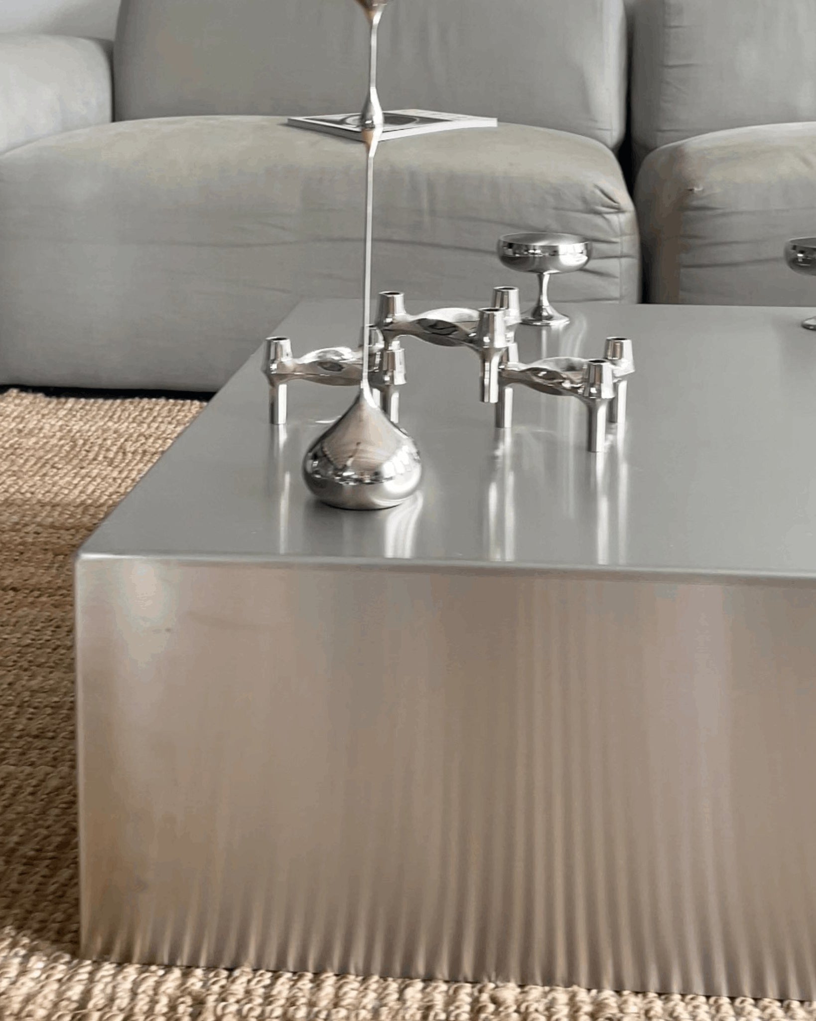 Couchtisch quadratisch aus gebürstetem Edelstahl - Couchtisch MO - CT90 - Brushed