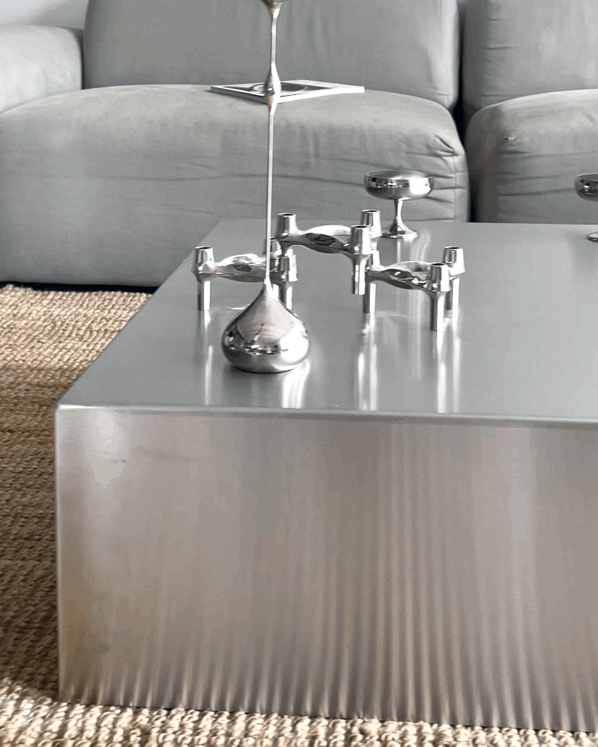 Couchtisch quadratisch aus gebürstetem Edelstahl - Couchtisch MO - CT90 - Brushed