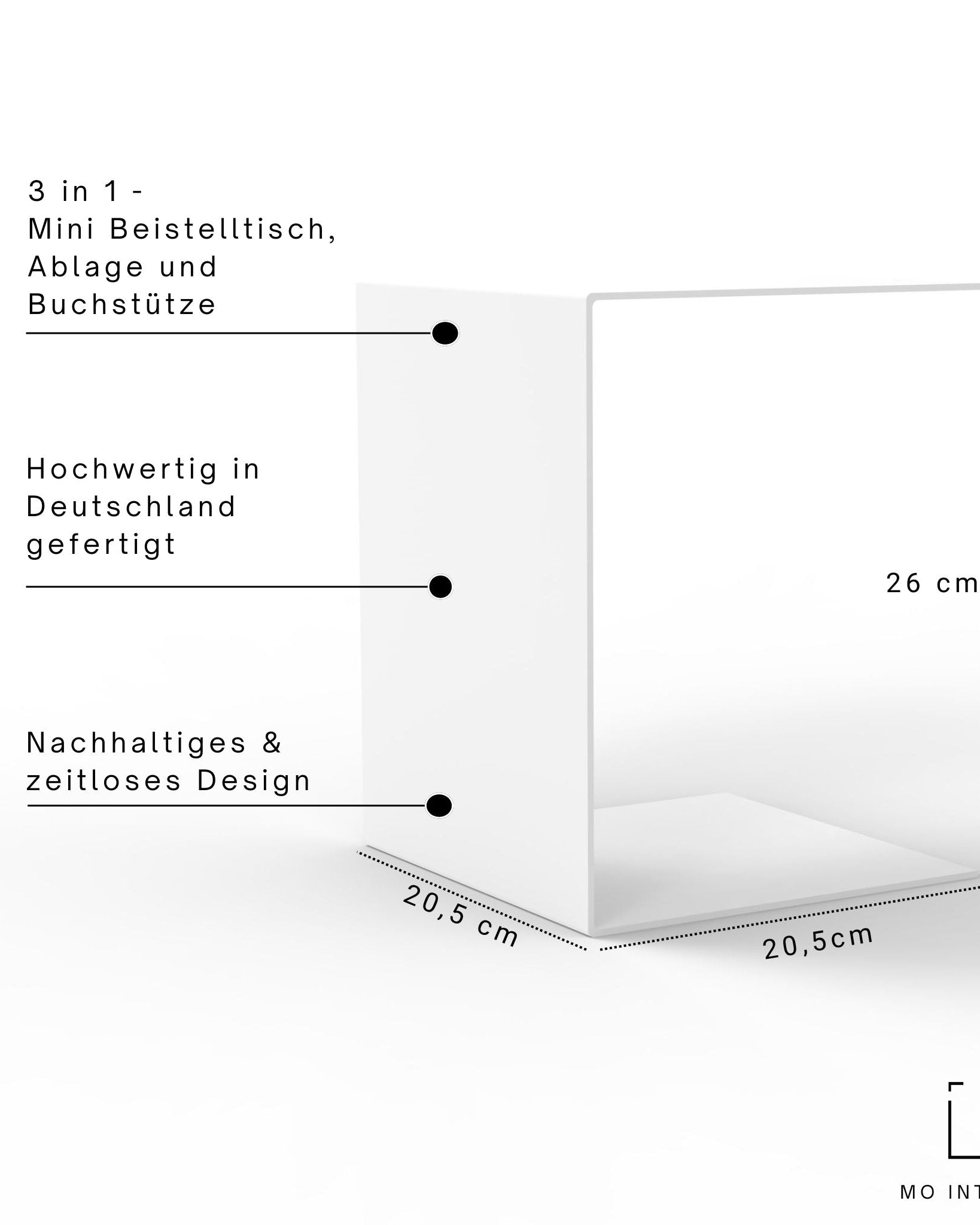 Mini - Podest | Multifunktionaler Beistelltisch Mini C - Buchständer & - stützen HSI - MBT - weiß