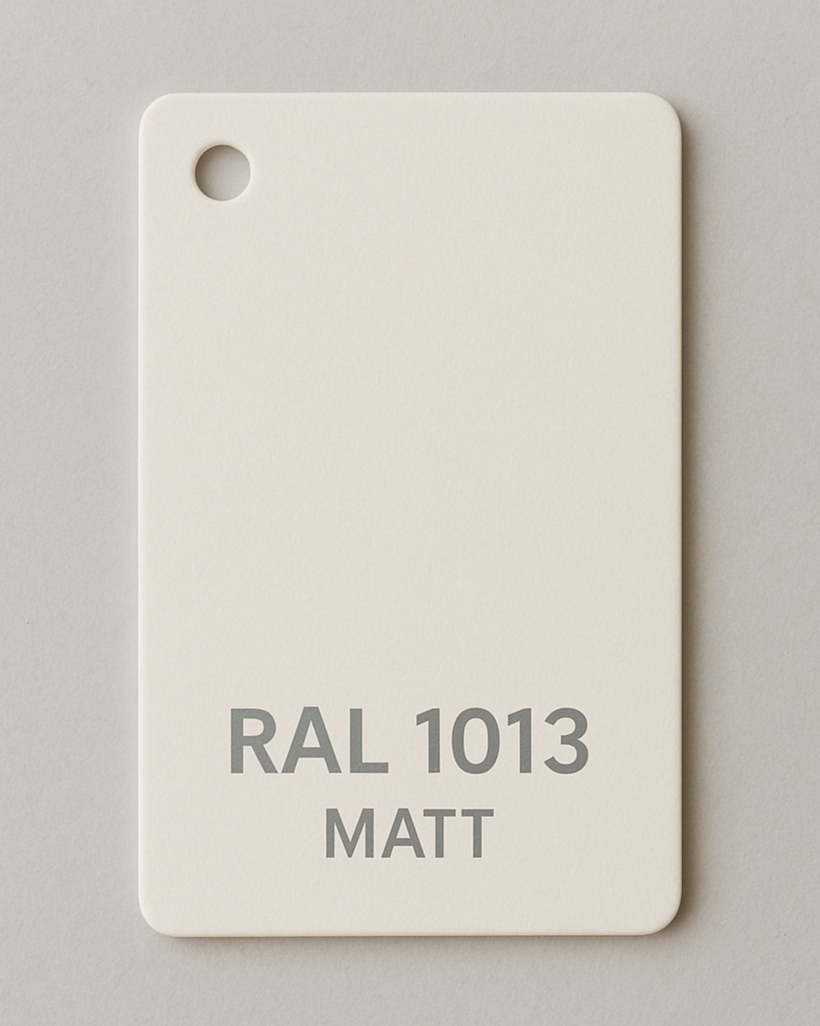 Farbmusterplatte in RAL 1013 Cremeweiss matt für Designmöbel und Sonderanfertigungen von MO INTERIORS