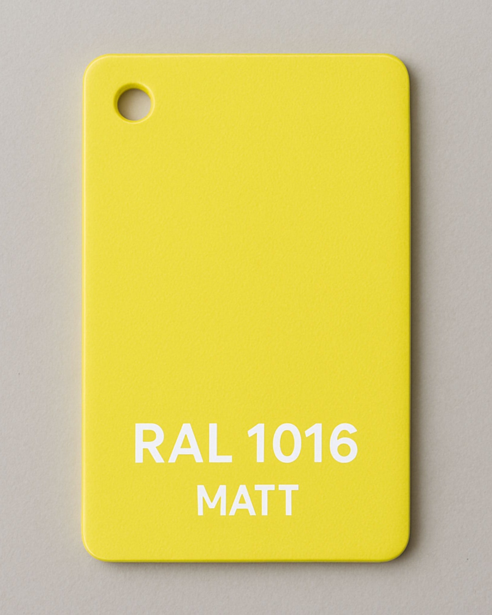 Farbmusterplatte in RAL 1016 Schwefelgelb matt für Designmöbel und Sonderanfertigungen von MO INTERIORS