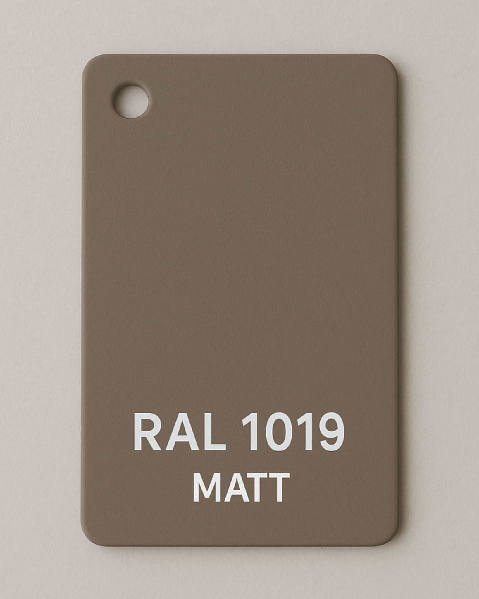Farbmusterplatte in RAL 1019 Graubeige matt für Designmöbel und Sonderanfertigungen von MO INTERIORS