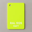 Farbmusterplatte in RAL 1026 Leuchtgelb matt für Designmöbel und Sonderanfertigungen von MO INTERIORS