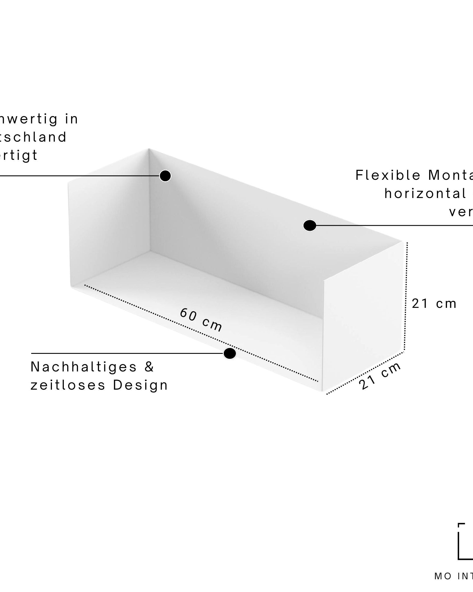 Wandregal I 60 cm I matt weiss - Bücherregale & Bücherschränke HSI - SR60 - White - 00
