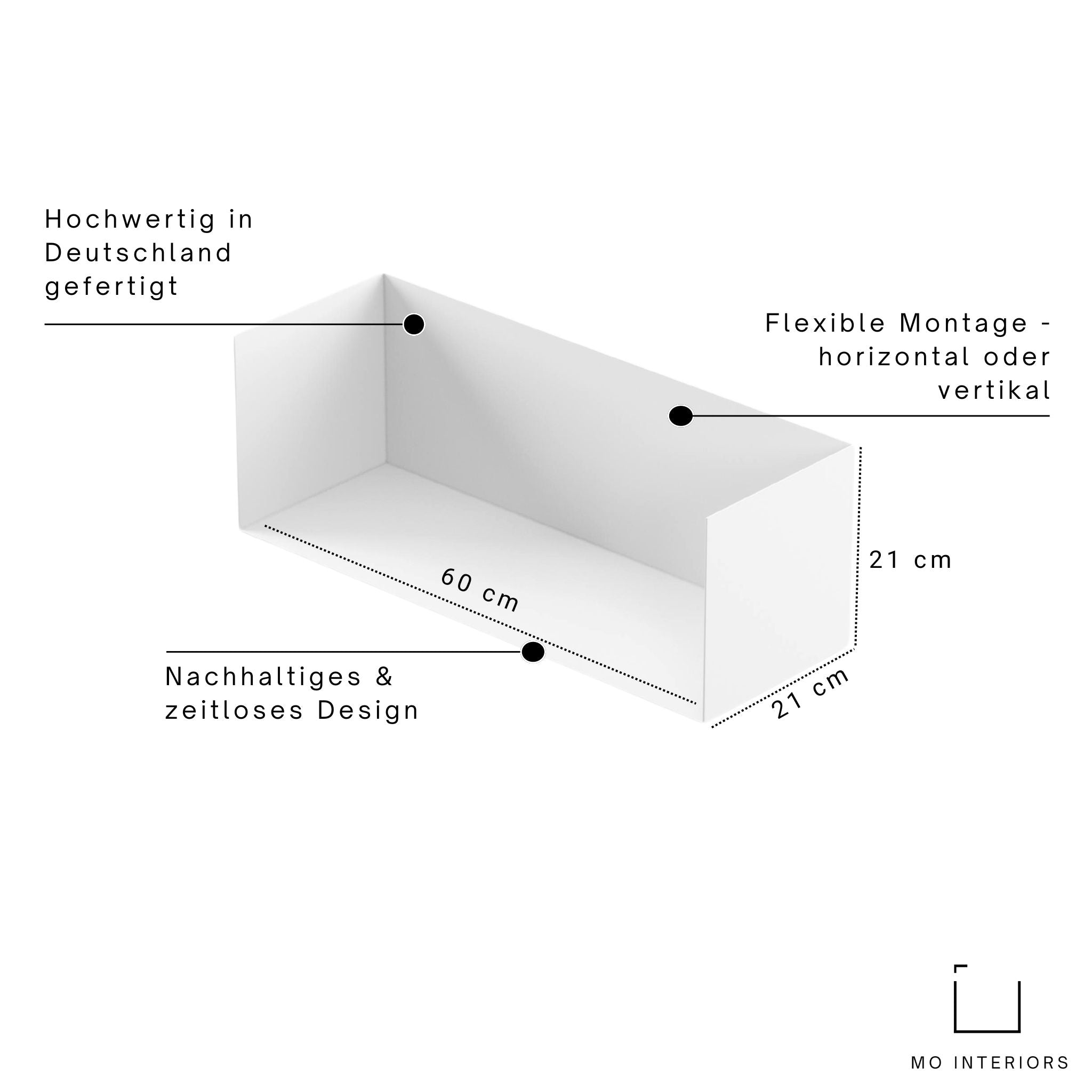 Wandregal I 60 cm I matt weiss - Bücherregale & Bücherschränke HSI - SR60 - White - 00