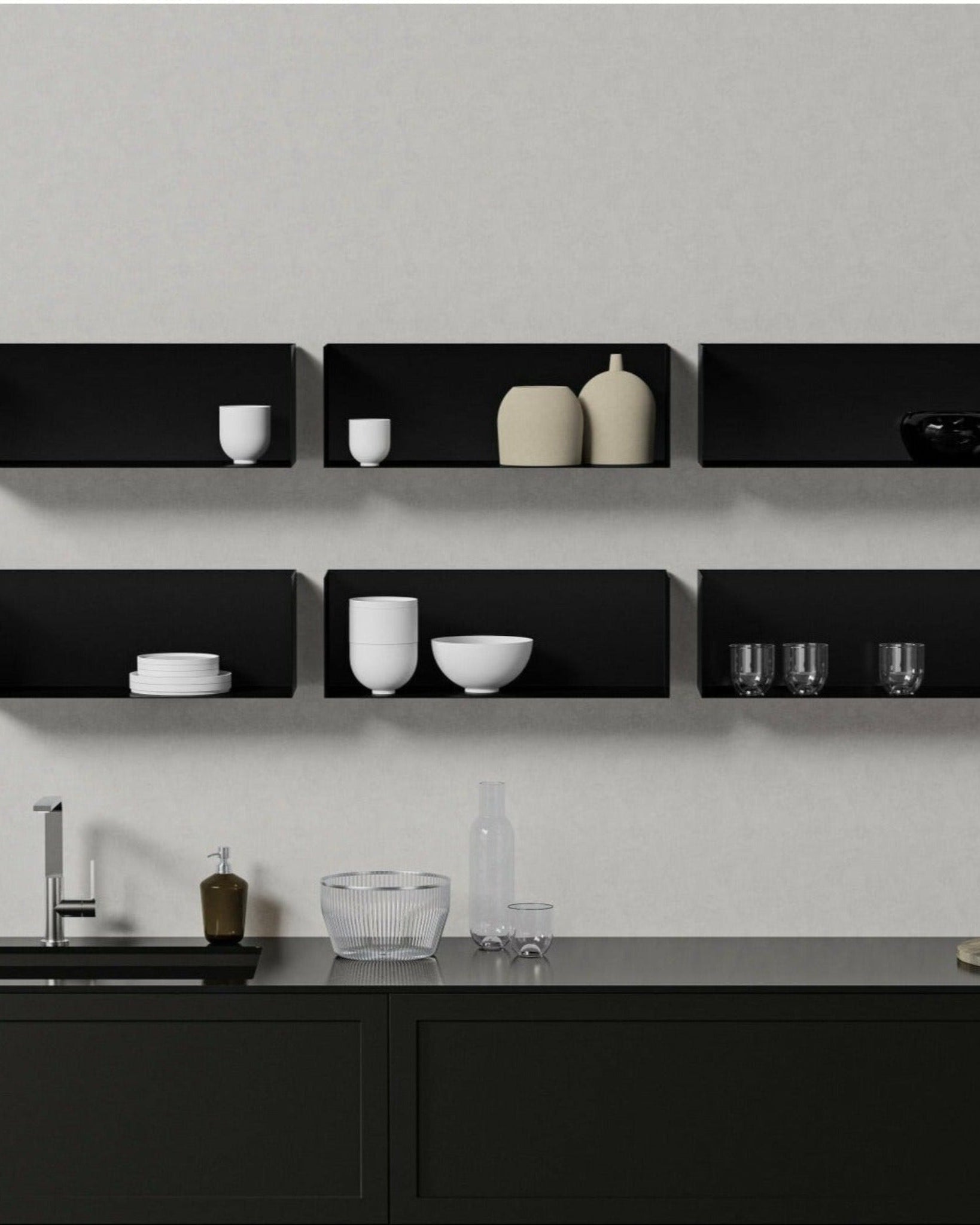 Wandregal I 60 cm | matt schwarz - Bücherregale & Bücherschränke HSI - SR60 - Black - 00