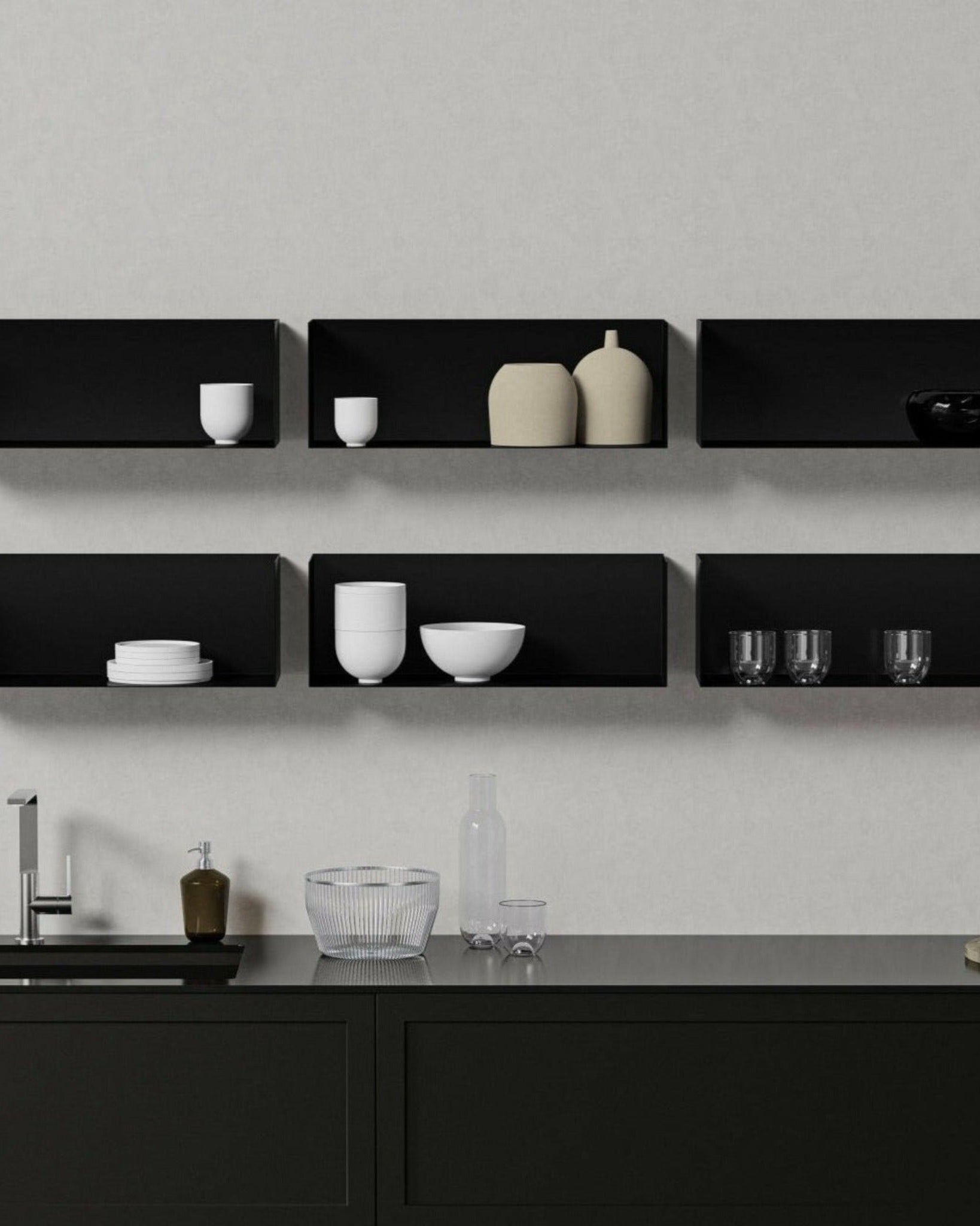 Wandregal I 95 cm I matt schwarz - Bücherregale & Bücherschränke HSI - SR95 - Black - 00