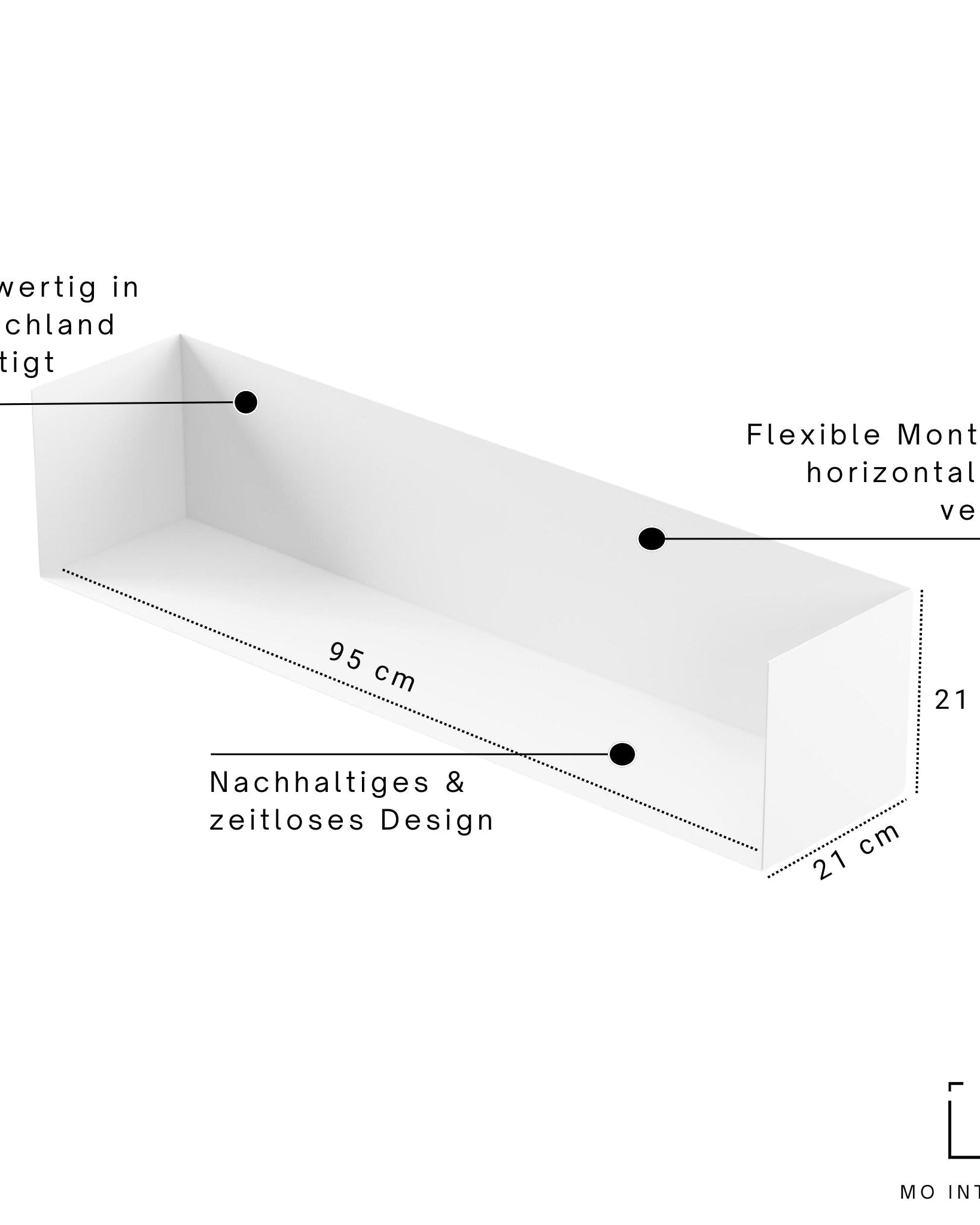 Wandregal I 95 cm I matt weiss - Bücherregale & Bücherschränke HSI - SR95 - White - 00