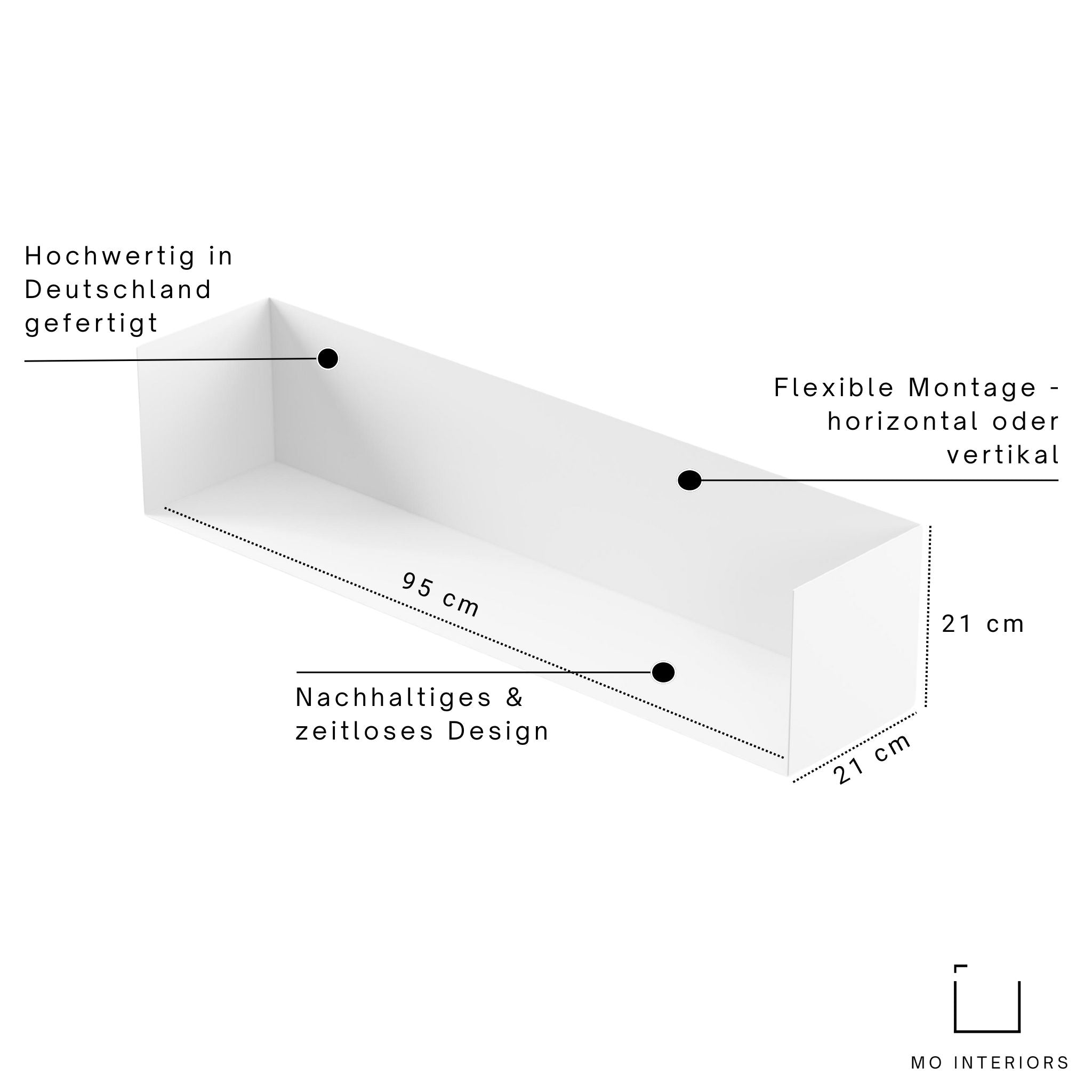 Wandregal I 95 cm I matt weiss - Bücherregale & Bücherschränke HSI - SR95 - White - 00