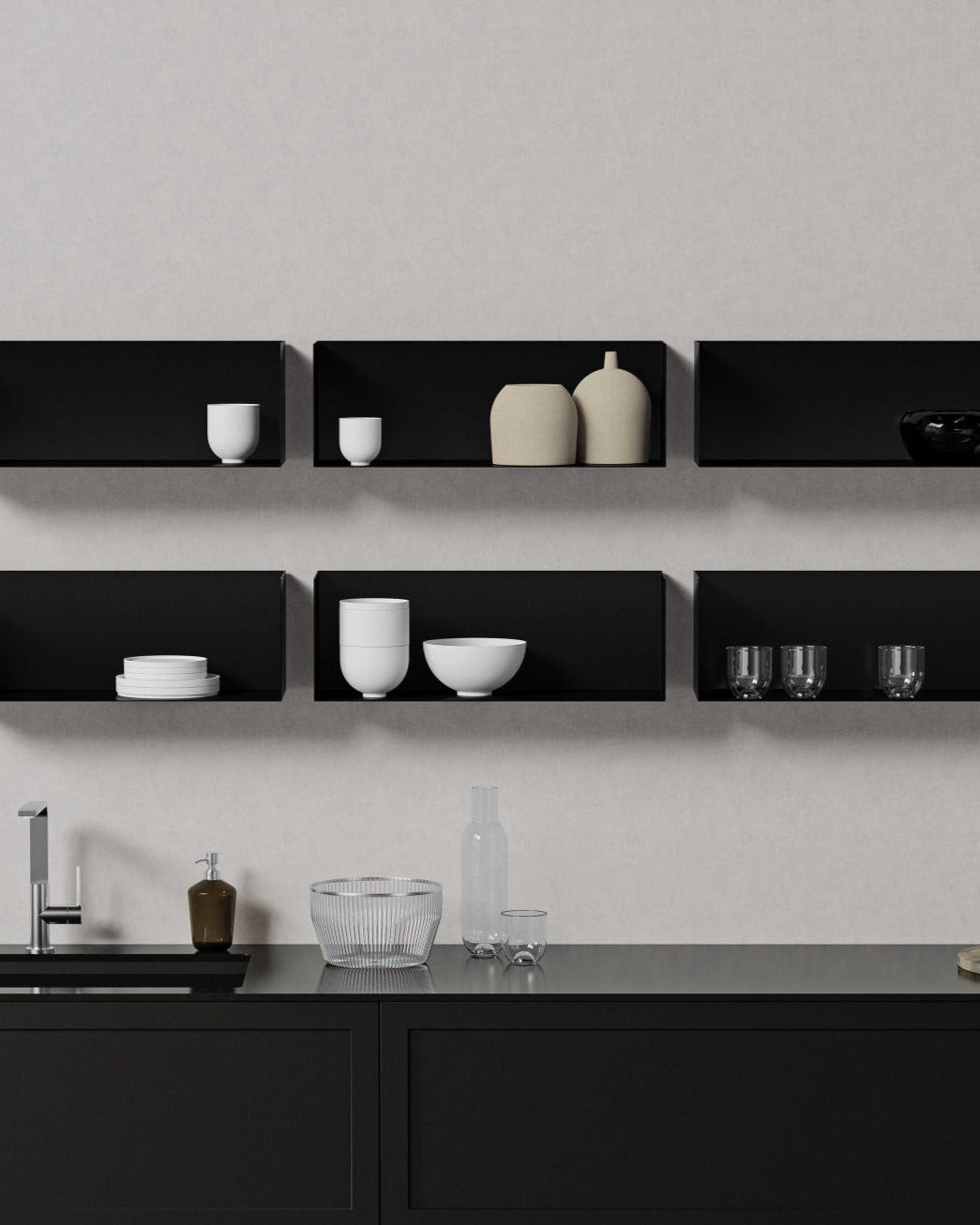 Zwei Wandregale | 95 cm | matt schwarz - Bücherregale & Bücherschränke