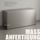 Massgefertigtes Edelstahl Sideboard aus gebürstetem Edelstahl in modernem minimalistischen Design, made in Germany