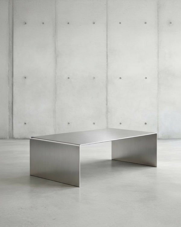 Brushed C Long Couchtisch aus gebürstetem Edelstahl