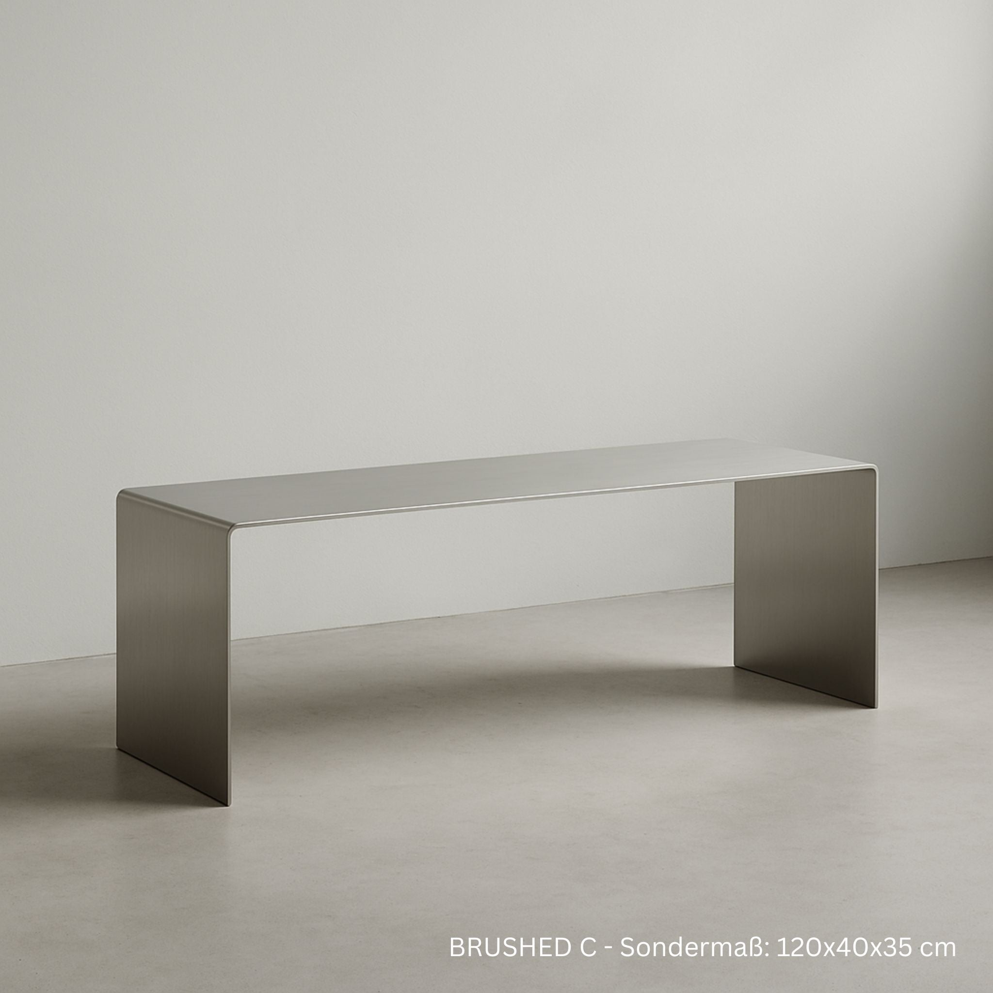 Sitzbank BRUSHED C aus gebürstetem Edelstahl im Maß 120x40x35 cm