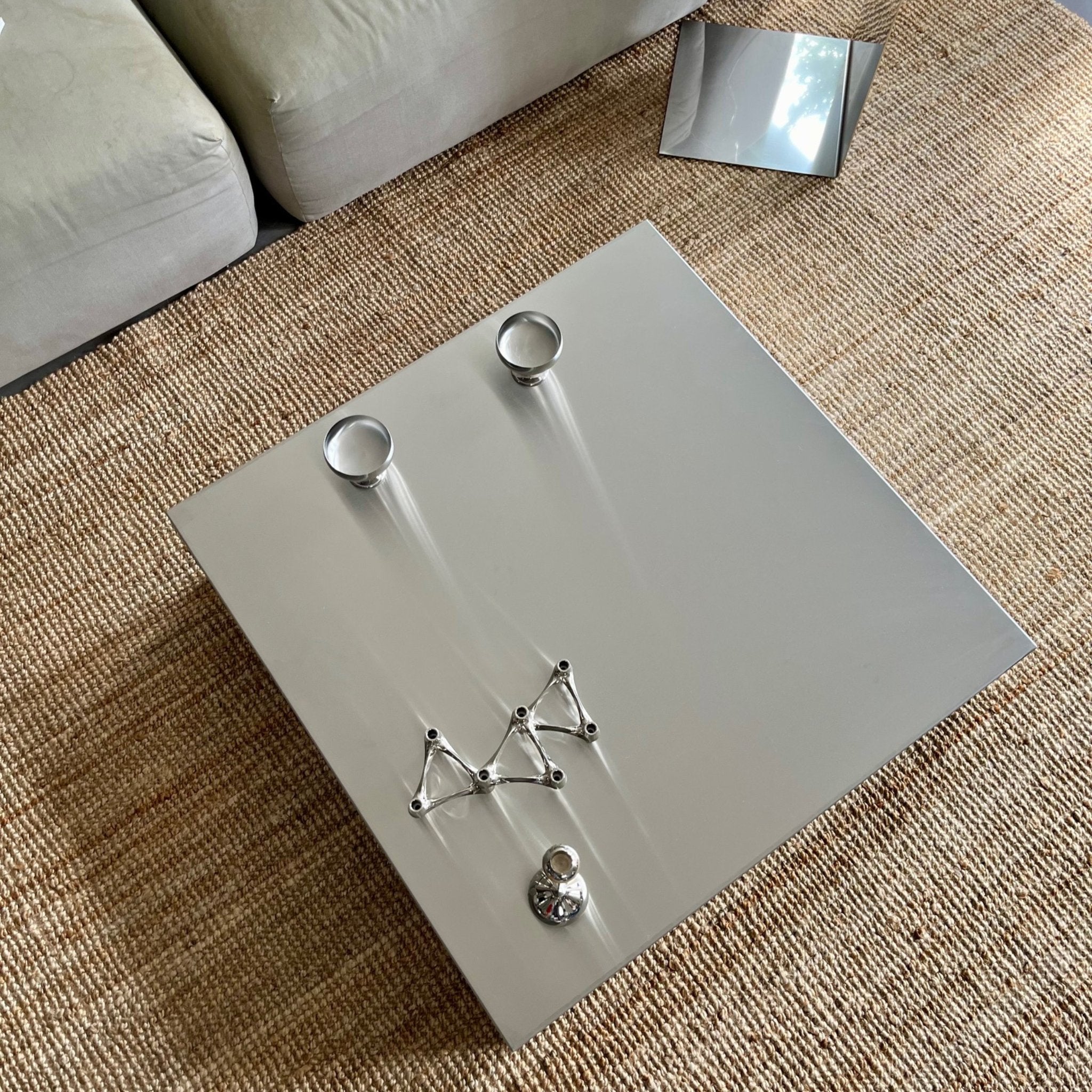 Couchtisch quadratisch aus gebürstetem Edelstahl - Couchtisch MO - CT90 - Brushed