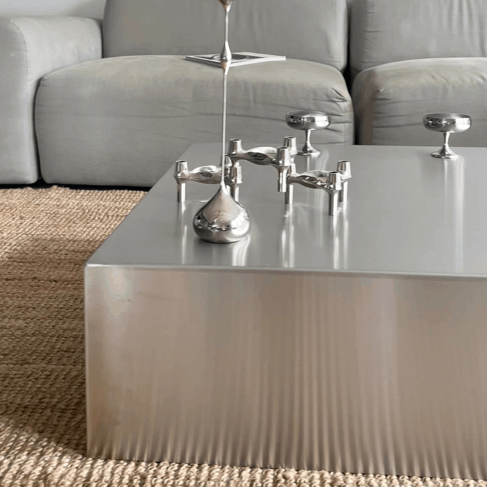 Couchtisch quadratisch aus gebürstetem Edelstahl - Couchtisch MO - CT90 - Brushed