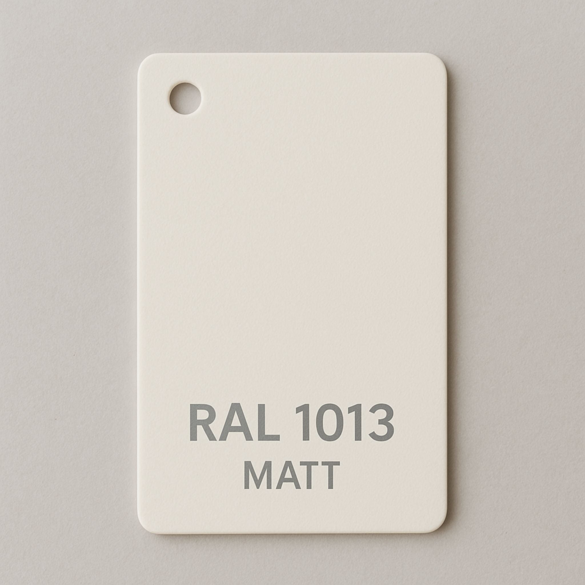 Farbmusterplatte in RAL 1013 Cremeweiss matt für Designmöbel und Sonderanfertigungen von MO INTERIORS
