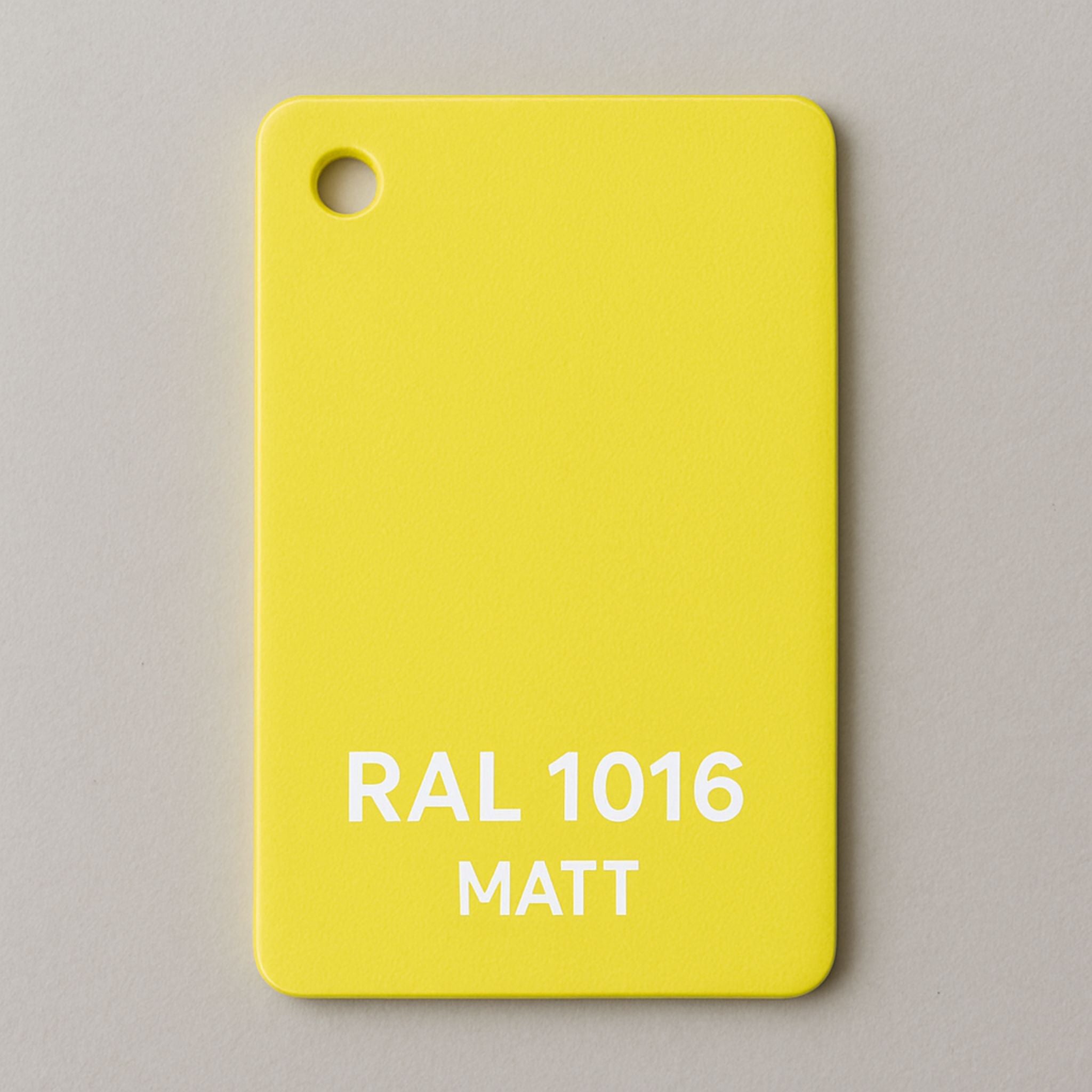 Farbmusterplatte in RAL 1016 Schwefelgelb matt für Designmöbel und Sonderanfertigungen von MO INTERIORS
