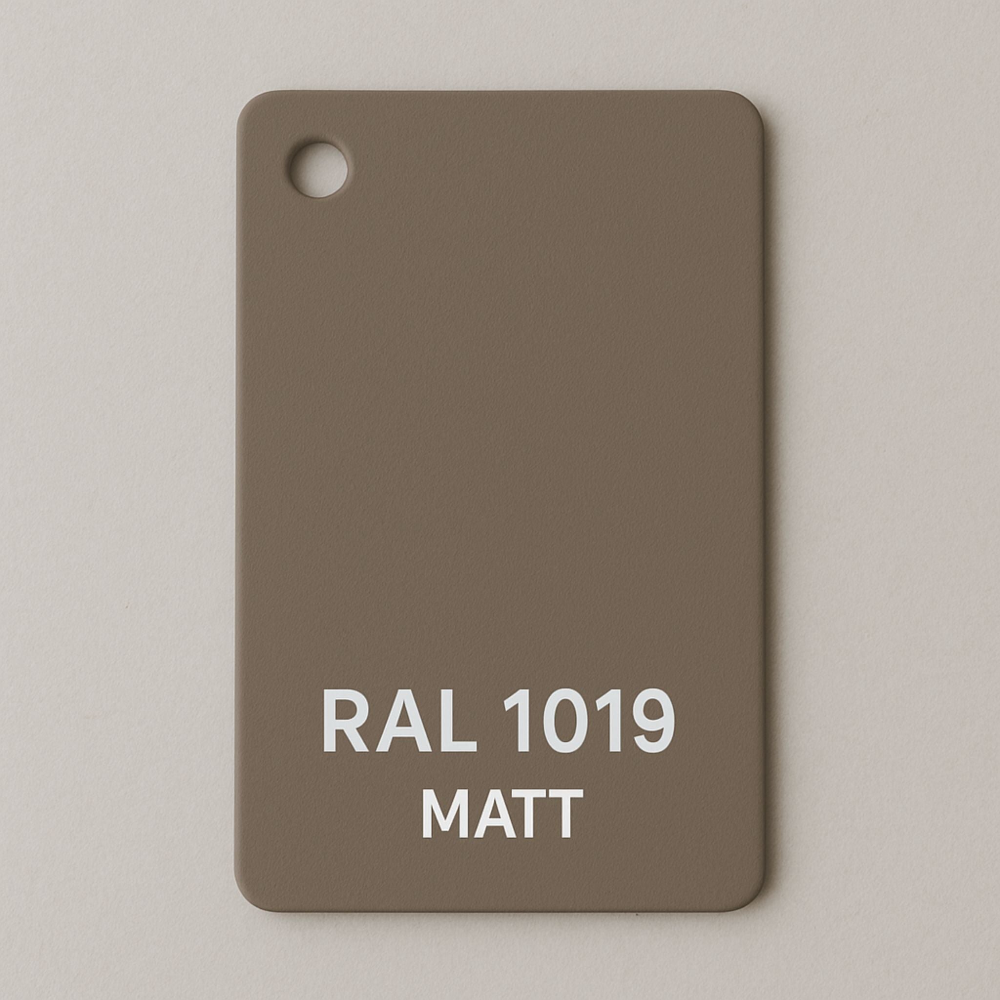 Farbmusterplatte in RAL 1019 Graubeige matt für Designmöbel und Sonderanfertigungen von MO INTERIORS
