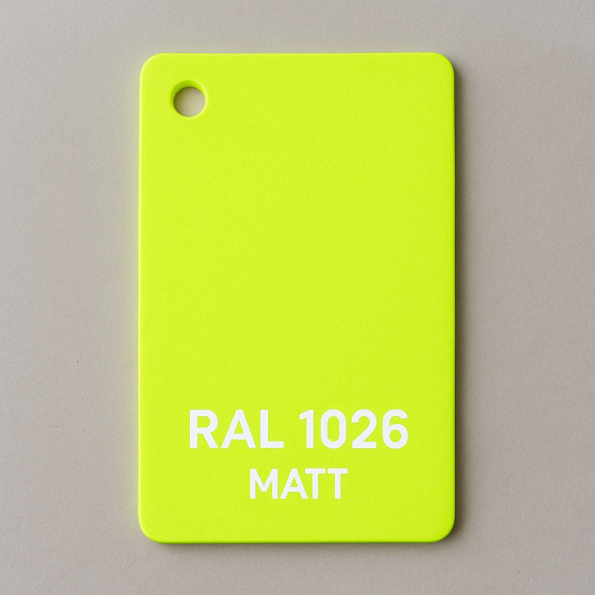 Farbmusterplatte in RAL 1026 Leuchtgelb matt für Designmöbel und Sonderanfertigungen von MO INTERIORS