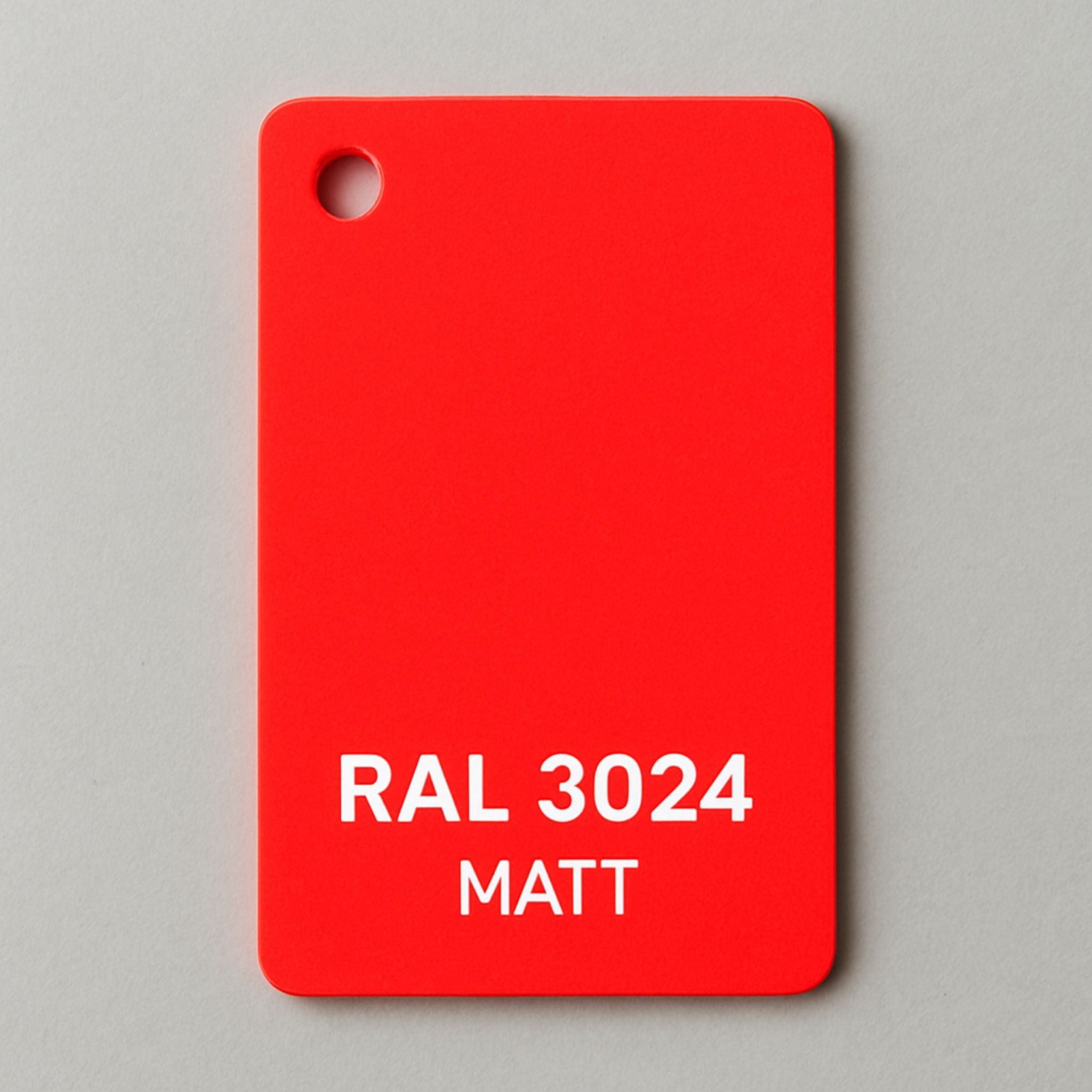 Farbmusterplatte in RAL 3024 Leuchtrot matt für Designmöbel und Sonderanfertigungen von MO INTERIORS