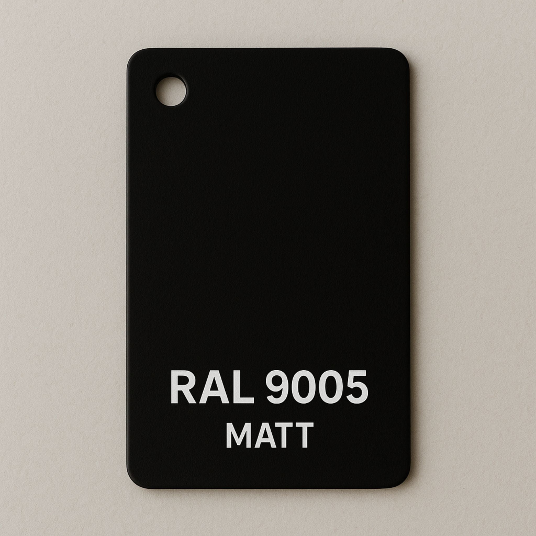 Farbmusterplatte in RAL 9005 Schwarz matt für Designmöbel und Sonderanfertigungen von MO INTERIORS