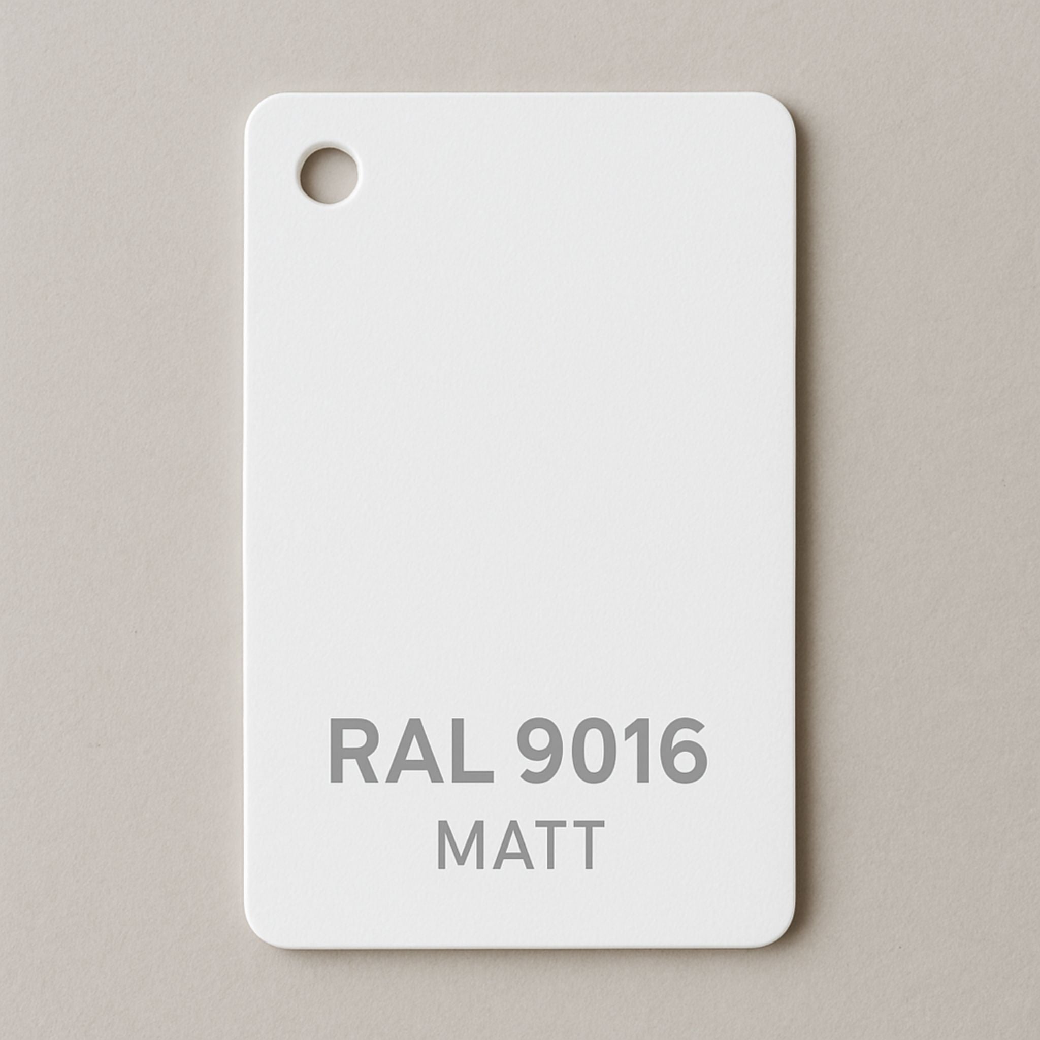 Farbmusterplatte in RAL 9016 Weiss matt für Designmöbel und Sonderanfertigungen von MO INTERIORS