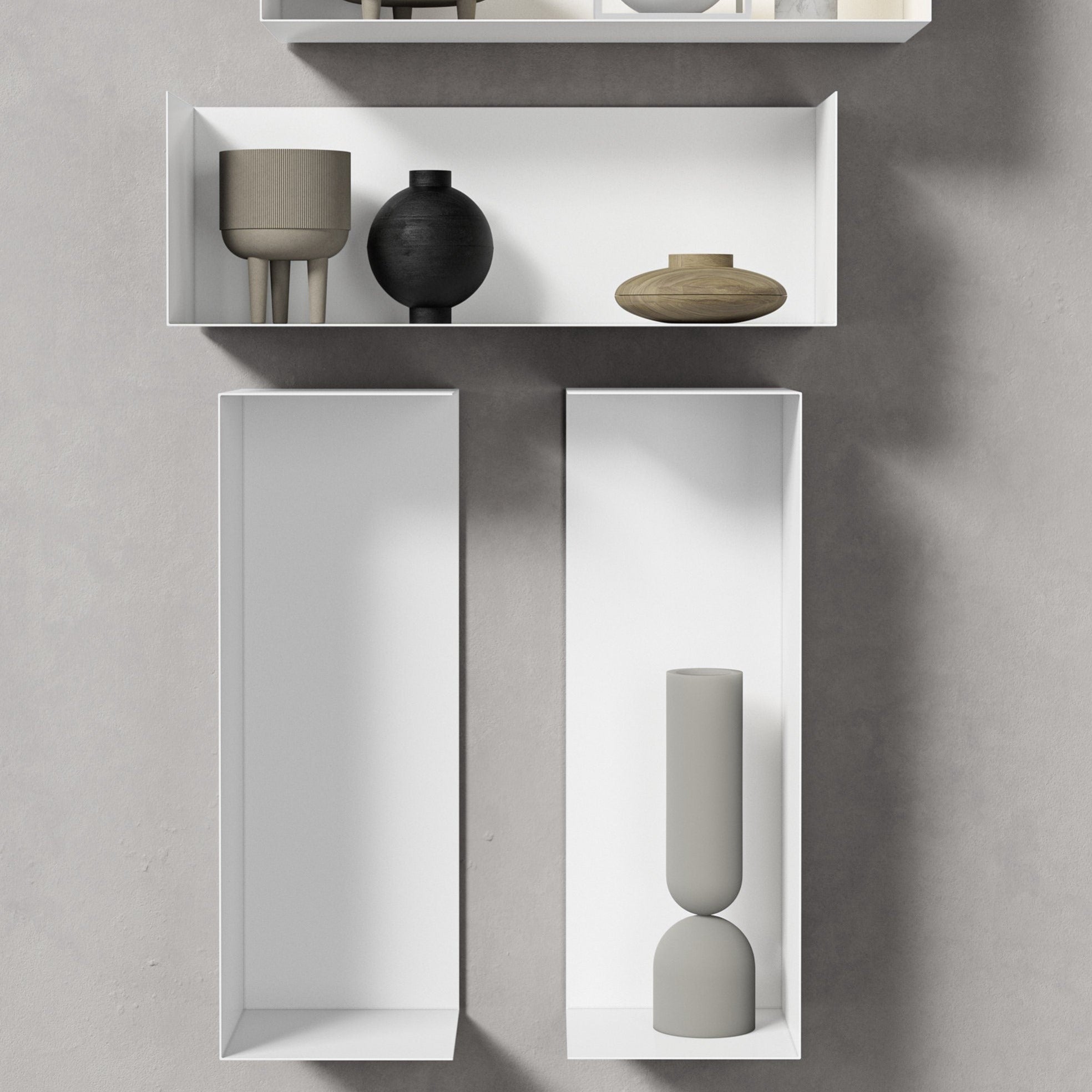 Zwei Wandregale | 95 cm | matt weiss - Regalsysteme